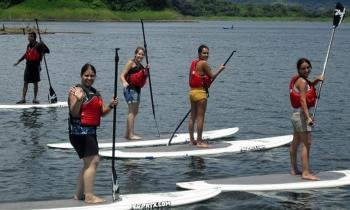 Stand up paddle boarding in Arenal Lake, Costa Rica